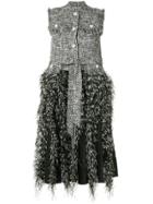 Huishan Zhang Tweed Fringed Sleeveless Coat - Multicolour