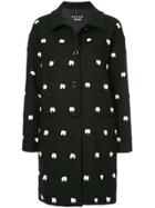 Boutique Moschino Bow Embellished Single Breasted Coat - Black