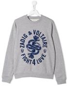 Zadig & Voltaire Kids Fight 4 Love Sweatshirt - Grey