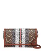Burberry Monogram Stripe E-canvas Wallet With Strap - Brown
