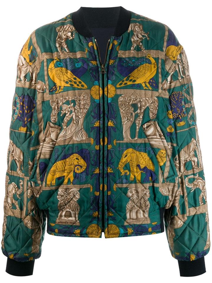 Hermès Vintage 1990's Reversible Bomber Jacket - Green