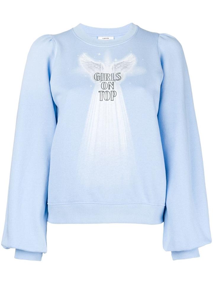 Ganni Girls On Top Print Sweatshirt - Blue