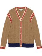 Gucci Cable Knit Wool Cardigan - Brown