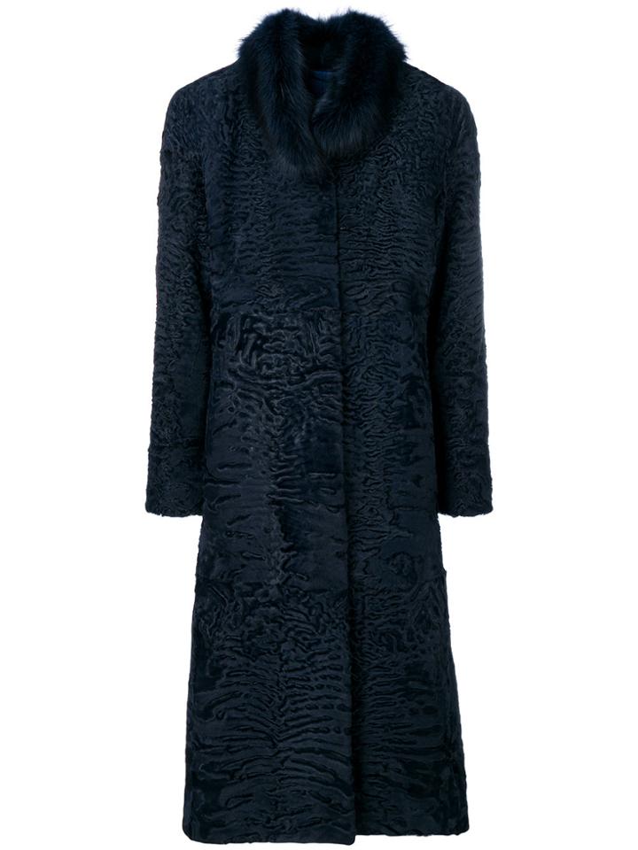 Liska Round Collar Coat - Blue