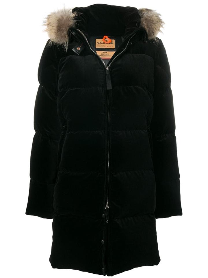 Parajumpers Sindy Hooded Velvet Coat - Black