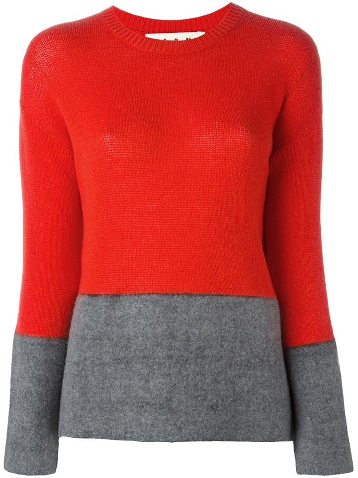 Marni Contrast Panel Jumper, Women's, Size: 36, Red, Cashmere