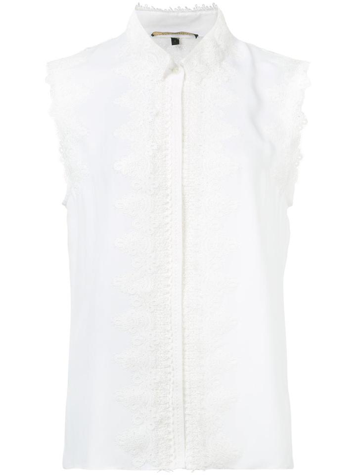 Kobi Halperin Lace Embellished Sleeveless Shirt, Women's, Size: Large, White, Silk