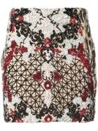 Patbo Hand-embroidered Floral And Leopard Mini Skirt - Multicolour