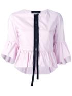 Christian Pellizzari Black Trim Peplum Shirt, Women's, Size: Small, Pink/purple, Cotton