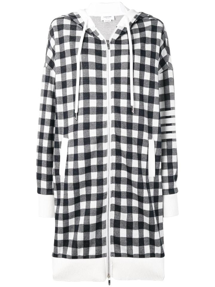 Thom Browne 4-bar Gingham Oversized Hoodie - Blue