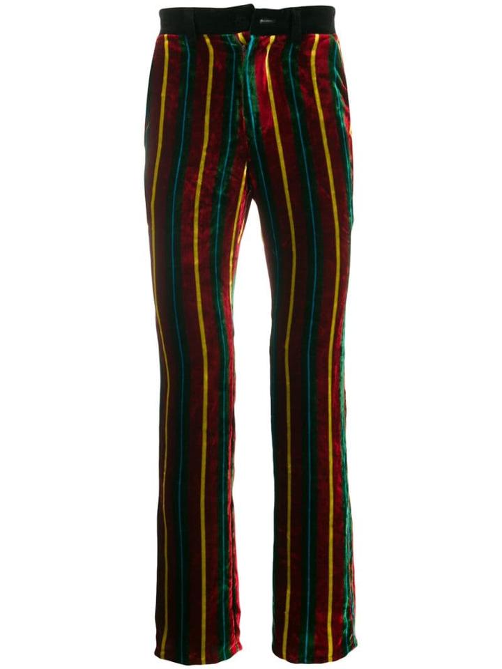 Jean Paul Gaultier Pre-owned Velvet Stripped Trousers - Red