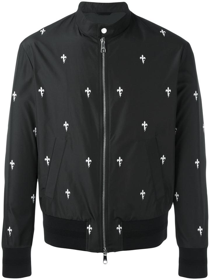 Neil Barrett - Fleur De Thunder Bomber Jacket - Men - Polyester/viscose - L, Black, Polyester/viscose