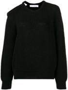 Iro Rubbed Shoulder Cutout Sweater - Black