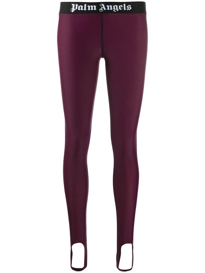 Palm Angels Logo Print Leggings - Purple