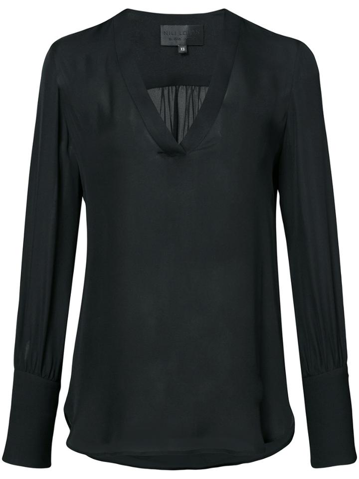 Nili Lotan V-neck Blouse - Black