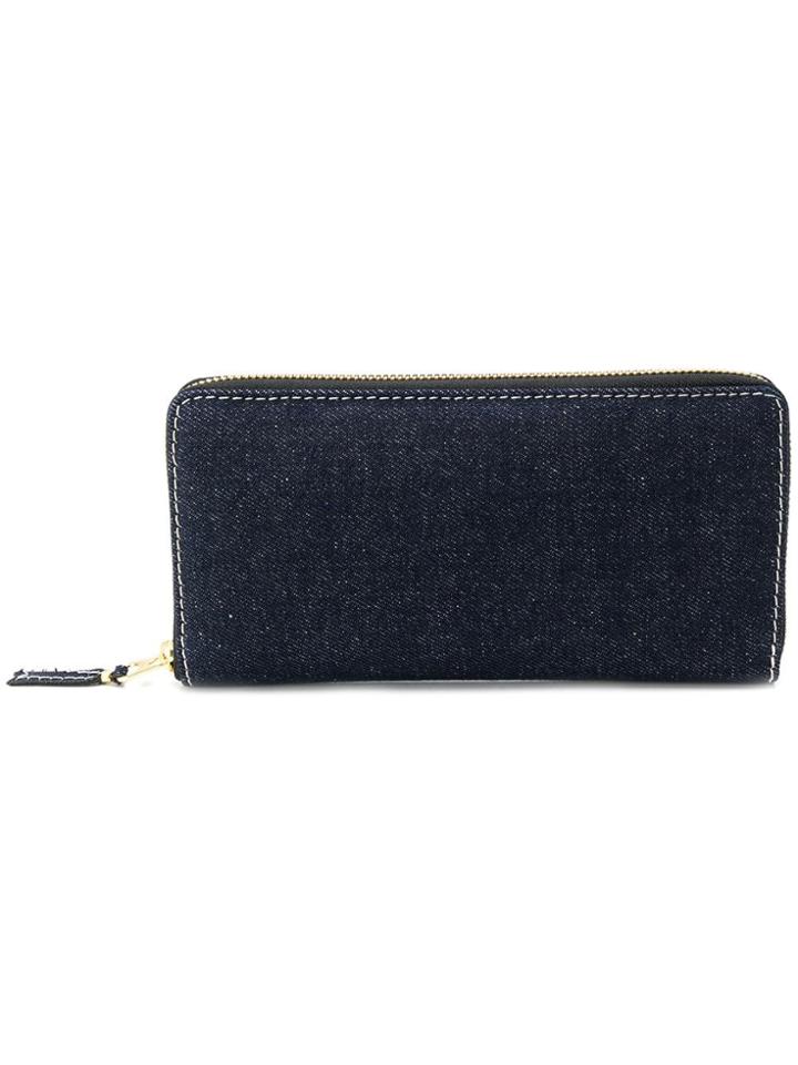 Comme Des Garçons Wallet Denim Zip Around Wallet - Blue