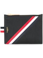 Thom Browne Striped Print Zipped Purse - Black