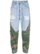 Greg Lauren Camouflage Jogger Jeans - Blue