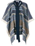 See By Chloé Oversized Draped Patterned Coat - Blue