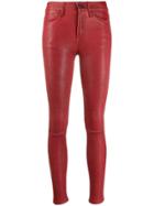 Frame Mid-rise Skinny Trousers - Red