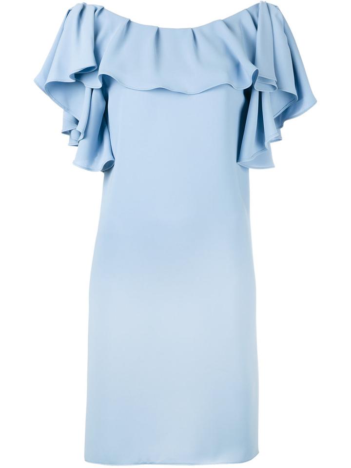 P.a.r.o.s.h. - Frill Dress - Women - Polyester - M, Blue, Polyester