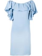 P.a.r.o.s.h. - Frill Dress - Women - Polyester - M, Blue, Polyester