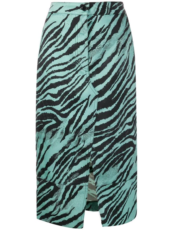 Brognano Tiger Print Pencil Skirt - Blue