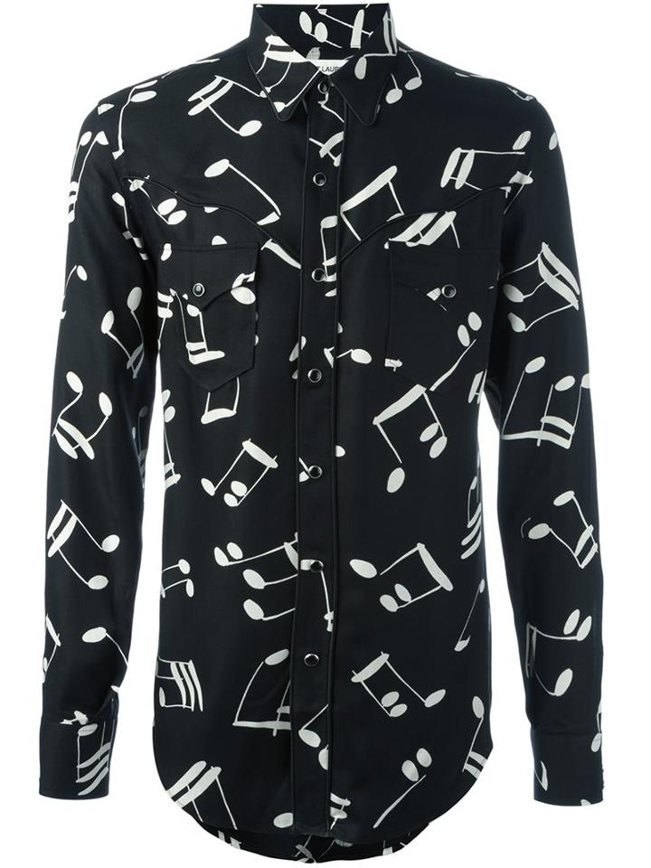Saint Laurent Signature 70's Collar Printed Shirt