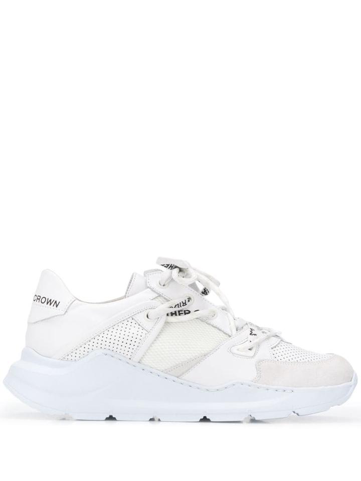 Leather Crown Panelled Leather Trainers - White
