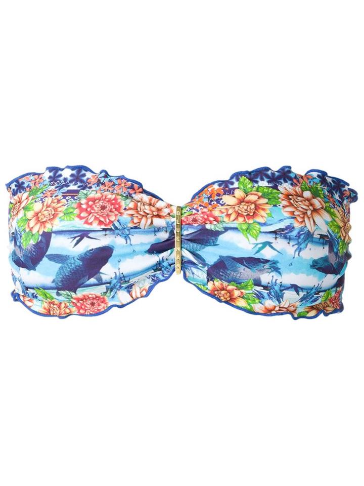 Blue Man Printed Bandeau Bikini Top, Women's, Size: Medium, Lyocell