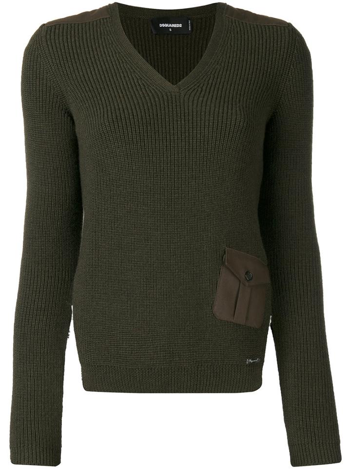 Dsquared2 - Open Back Ribbed Knit - Women - Cotton/spandex/elastane/wool - L, Women's, Green, Cotton/spandex/elastane/wool