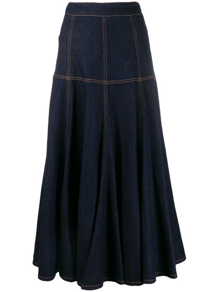 Msgm Contrast Stitching Denim Skirt - Blue