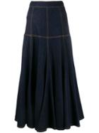 Msgm Contrast Stitching Denim Skirt - Blue