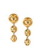 Chanel Vintage Logo Orb Drop Clip-on Earrings