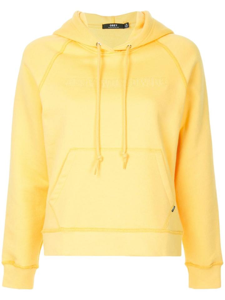 Obey Logo Embroidered Hoodie - Pink