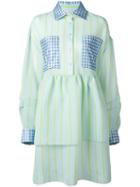 Natasha Zinko Striped Flared Shirt Dress, Women's, Size: 34, Blue, Polyester/polyamide