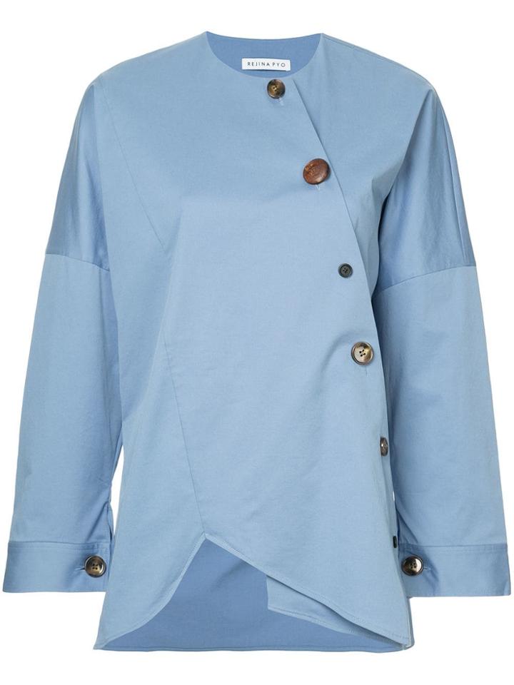 Rejina Pyo Asymmetric Buttoned Top - Blue