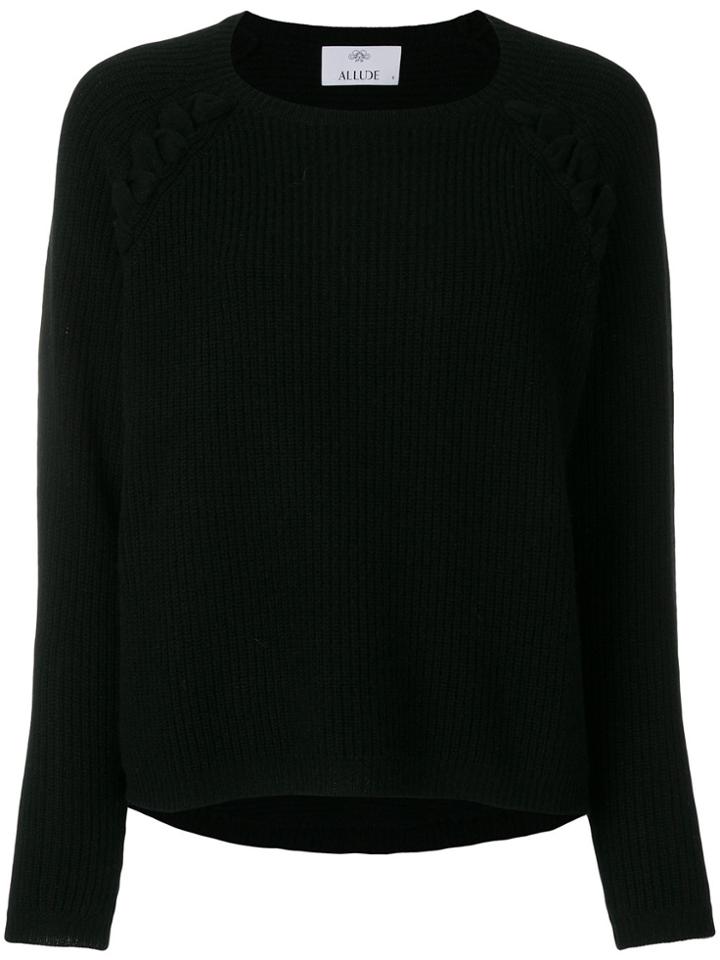Allude Lace Detail Ribbed Sweater - Black