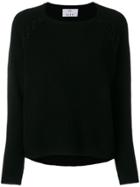 Allude Lace Detail Ribbed Sweater - Black