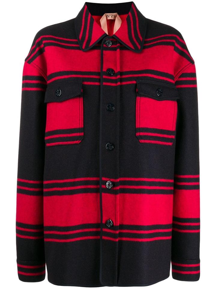 Nº21 Oversized Striped Woven Shirt - Red