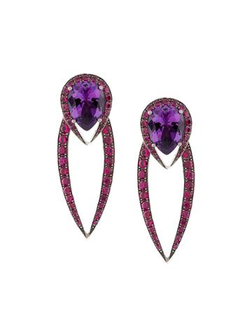 Shaun Leane 18kt Gold Aurora Earrings - Pink & Purple