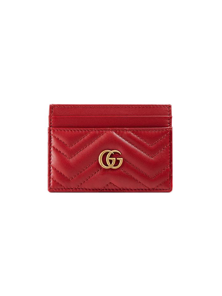 Gucci Gg Marmont Card Case - Red
