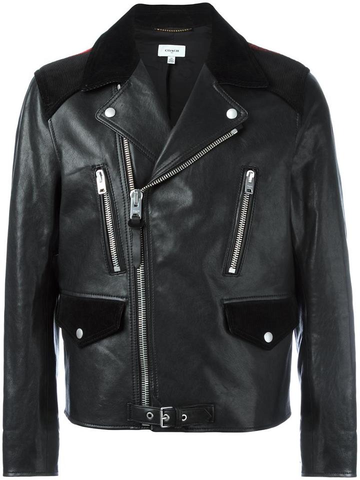 Coach 'mashup' Jacket, Men's, Size: 50, Black, Leather/wool/cupro