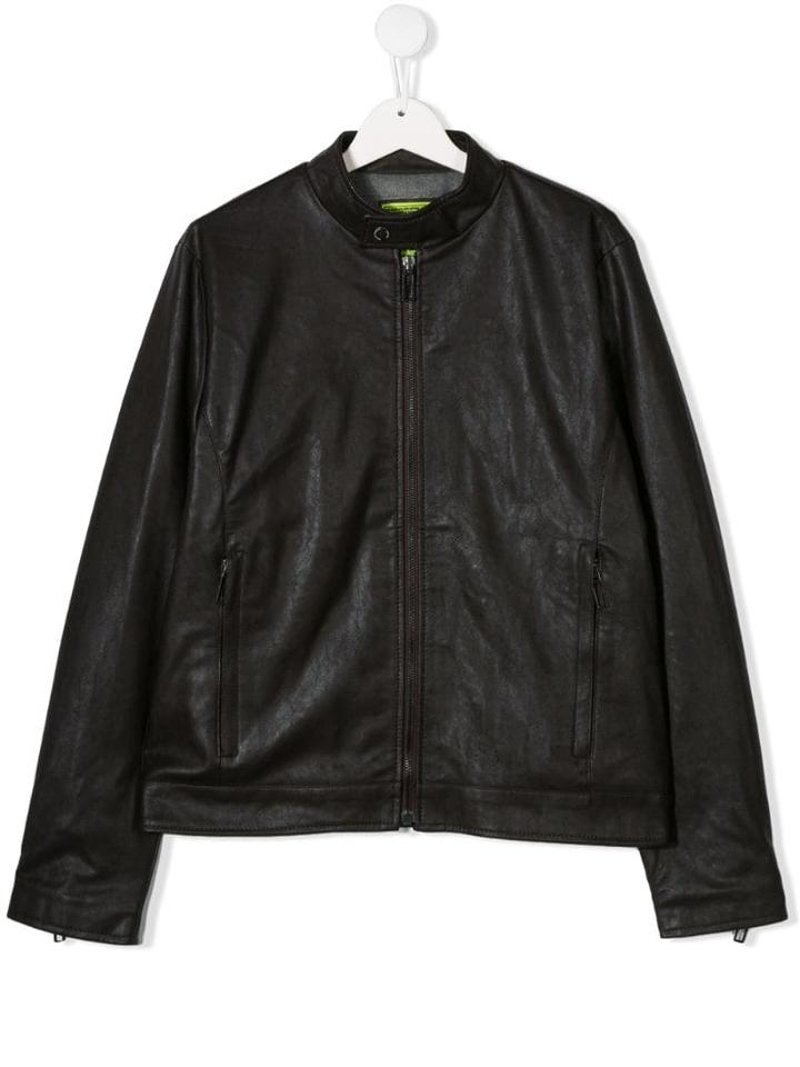 Paolo Pecora Kids Teen Bomber Jacket - Brown