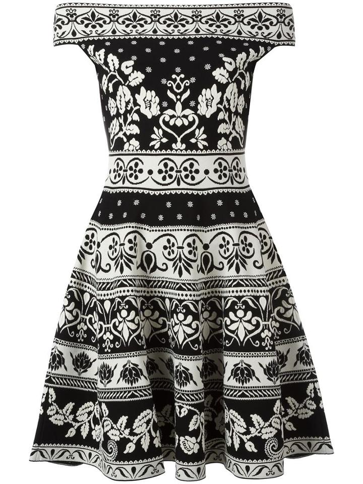 Alexander Mcqueen Jacquard Knit Mini Dress, Women's, Size: Medium, Black, Viscose/polyester/polyamide/spandex/elastane
