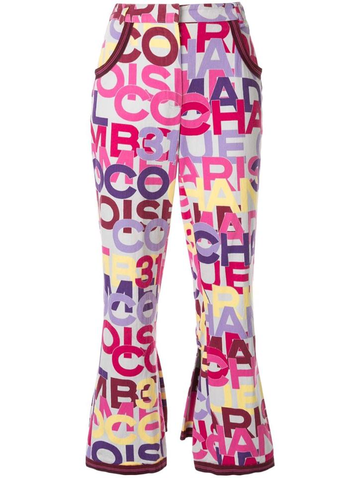 Chanel Pre-owned Logo Cropped Flared Trousers - Multicolour