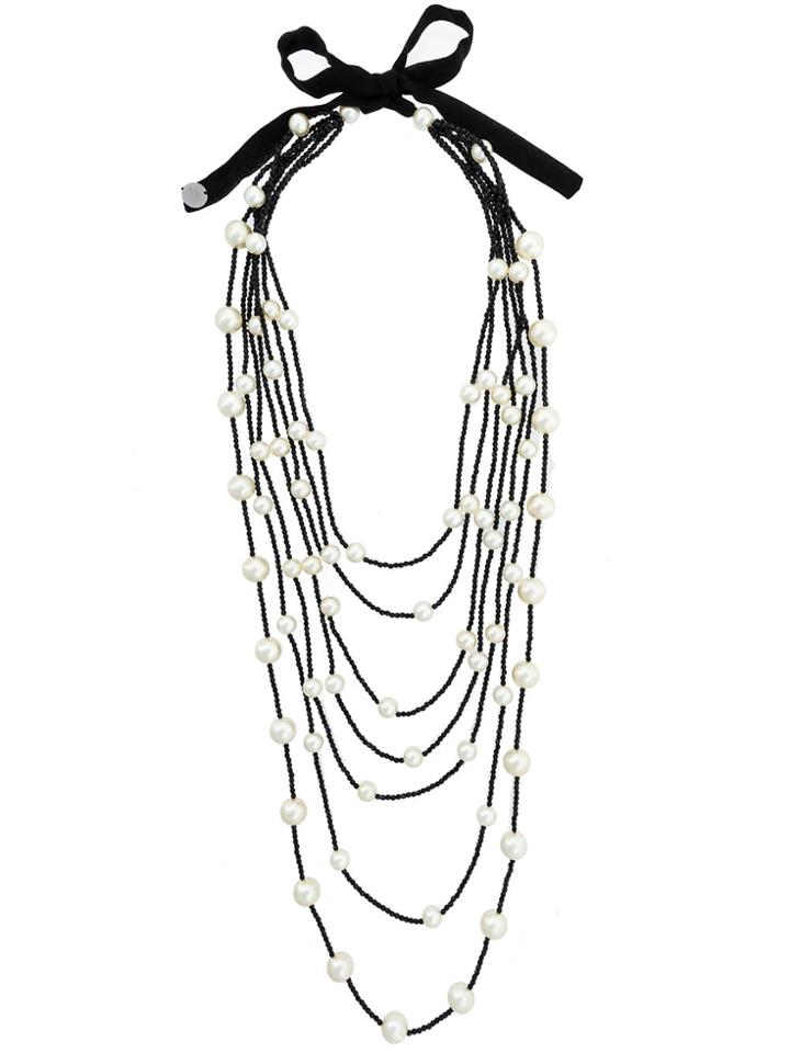 Maria Calderara Beaded Layered Necklace - Black