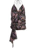 Cinq A Sept Side Knot Floral Top - Black