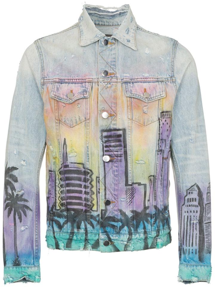 Amiri Hollywood Print Denim Jacket - Blue