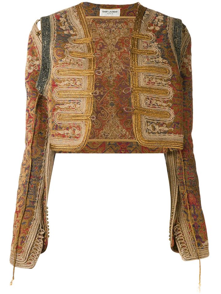 Saint Laurent - Marrakech Embroidered Jacket - Women - Cotton/polyester/viscose - 38, Nude/neutrals, Cotton/polyester/viscose